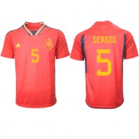Camiseta España Sergio Busquets #5 Primera Equipación Replica Mundial 2022 mangas cortas